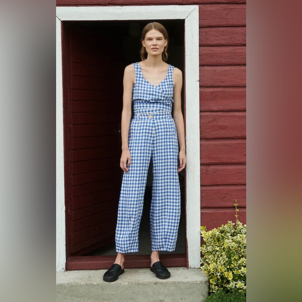 Linenfox frankie gingham trousers never worn size small